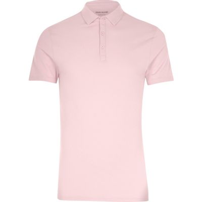 Pink muscle fit polo shirt